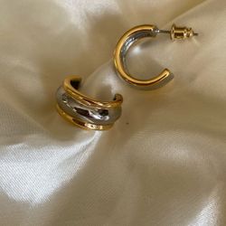 Ralph Lauren Silver And Gold Tone Earrings 