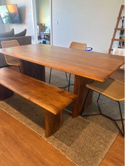 West Elm Anton Solid Wood Dining Table and Bench