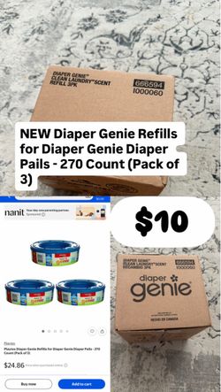 New Diaper Genie Refill 3-Pack Clean Laundry Scent