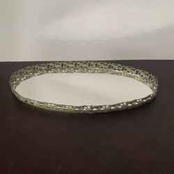 Vintage Oval Omalu Decorative Vanity Tray Wall Mirror