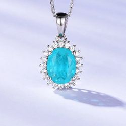 Paraiba Tourmaline Pendant Necklace 925