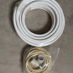 Mini Split Air Conditioner Insulated Copper Line Set & Drain Hose, White/Beige