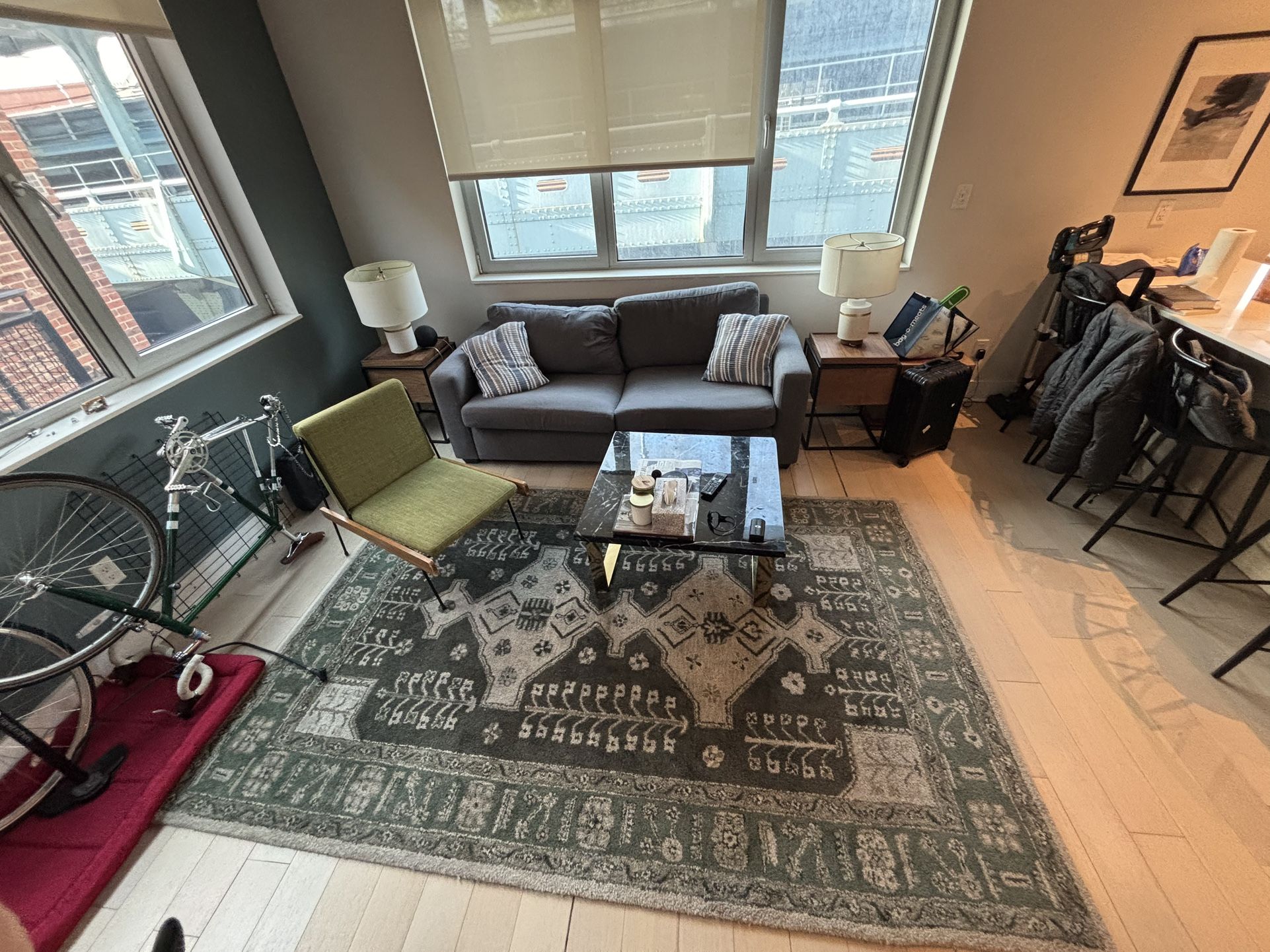 Couch With Pull Out Bed, Table And Carpet