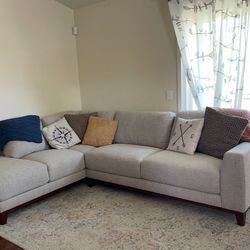 Amherst Cobblestone Grey Fabric 113" Couch