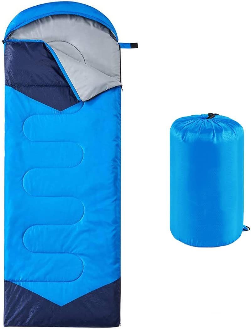 Oaskys Sleeping Bag Lightweight Waterproof  Rated 50 to 68 degrees F Blue