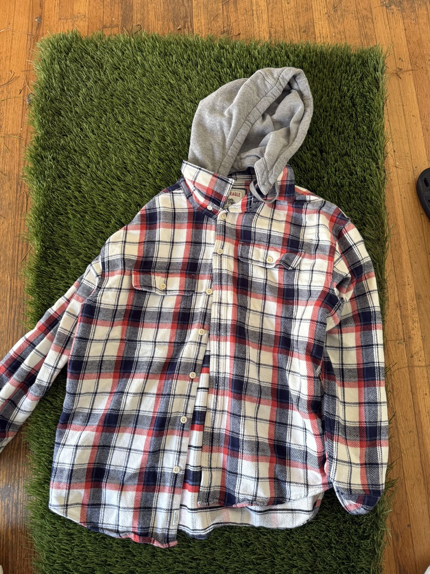American Eagle Flannel Hoodie