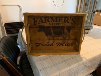 Farmer's Market Wooden Tray with Rope Handles