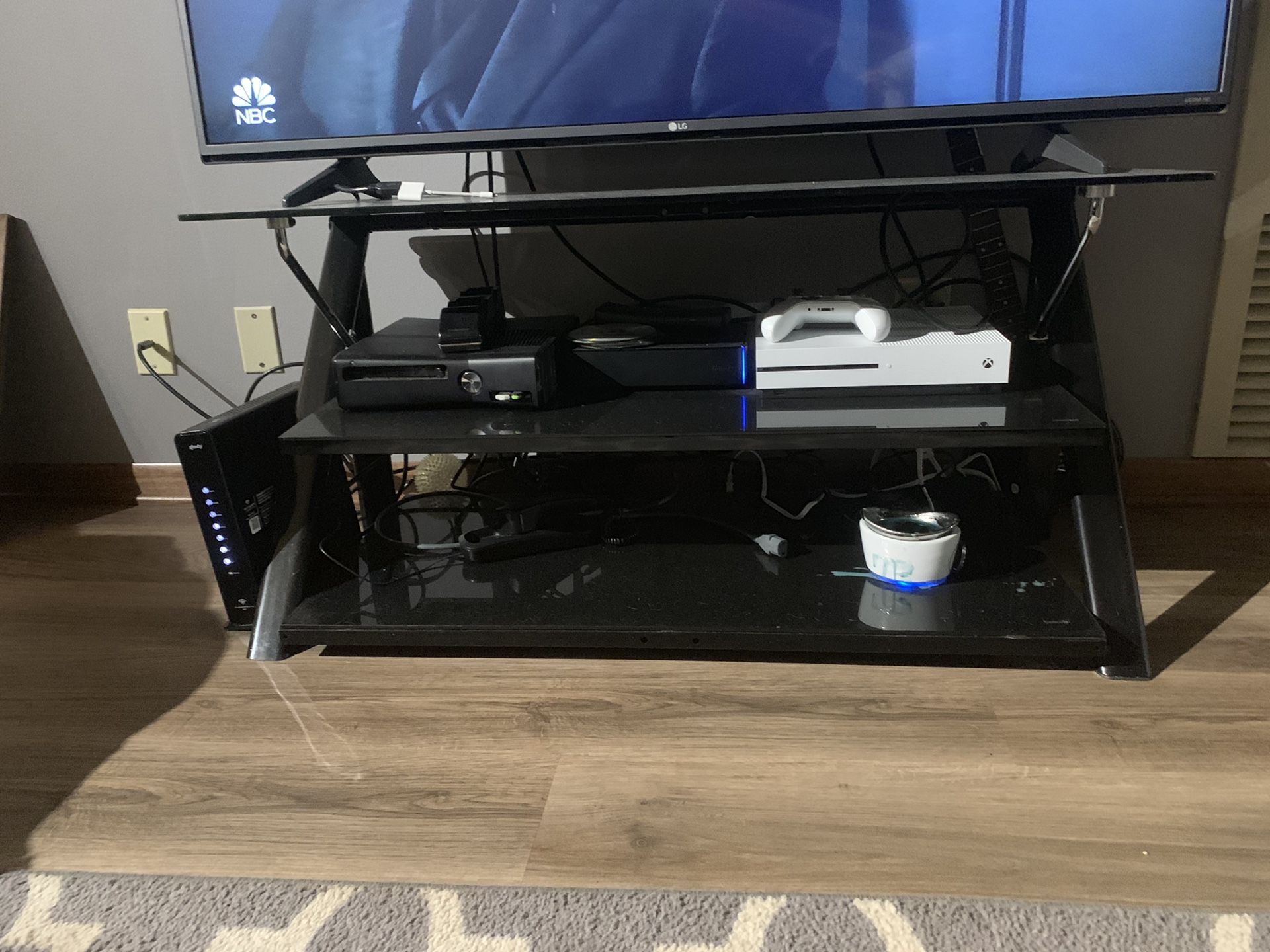 Glass black tv stand