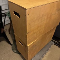 Two handmade large wood boxes, great for storage removable lids, unique great for Tools Paint Garage 