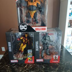 Lot Of 3 Marvel Superhero Statues.