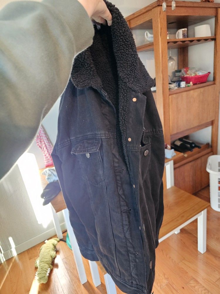 Black Denim, Sherpa Lined Jacket