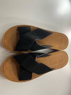 Bonnibel Black Cross-Strap Slide Sandals