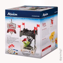 Aqueon Betta Castle Aquarium Fish Tank Kit, Black, Half Gallon NWT | Retails $15 