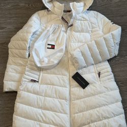 Tommy Hilfiger White Puffer Coat, Women’s XL