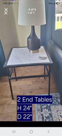 Set of 2 End Tables with Faux Marble Top
