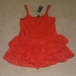 NWT WOMENS WILD FABLE SLEEVELESS TIERED JACQUARD FIT & FLARE DRESS RED FLOWER PRINT SIZE L
