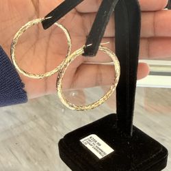 10kt Hammered Hoop Earrings 2.2grams 