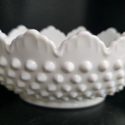 Vintage Hobnail Milk Glass Nut Dish