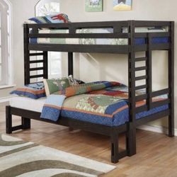 Brand New Dark Grey/Brown Twin/Full Bunk Bed
