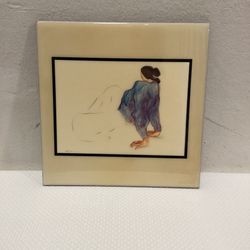 VTG R.C. Gorman “Navajo Turquoise” Painting Ceramic Art 8”X 8”Tile Made in USA