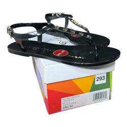 Katy Perry The Geli Stud PVC Jelly Sandals Black Gold Star Size 6 M Scented NEW