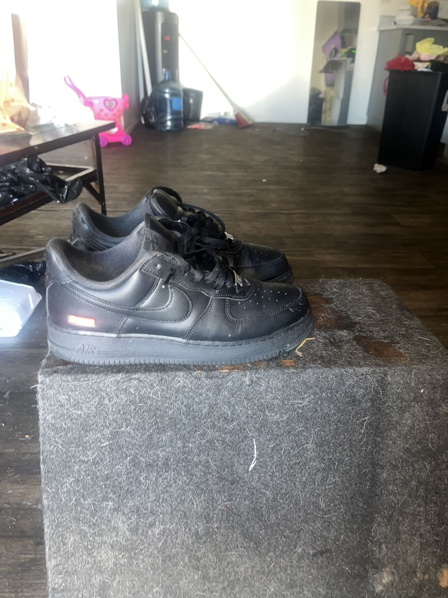 Supreme  Black Air Force Ones Size 9