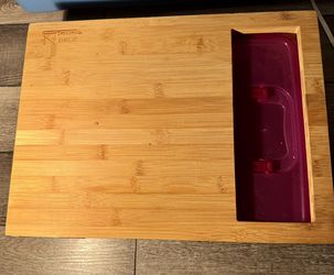 Bamboo Cutting Board With Purple Containers- Chop N Drop