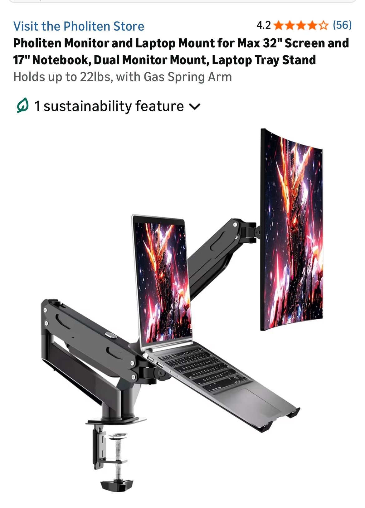 Pholiten monitor and laptop mount