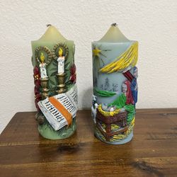 Vintage 3D Pillar Candle Set