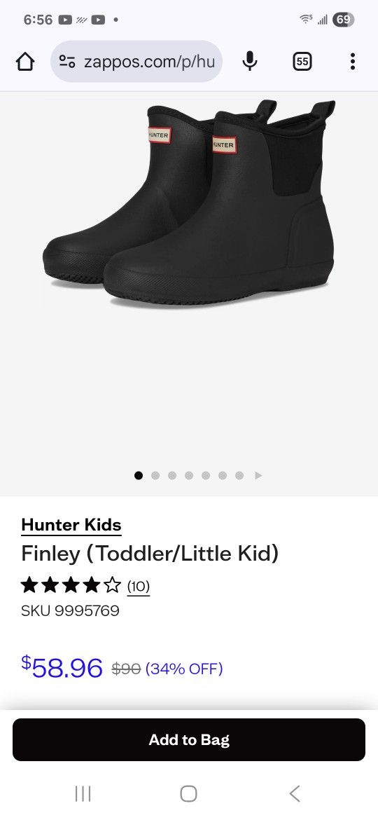 Hunter Kids' Finley Waterproof Rain Boots