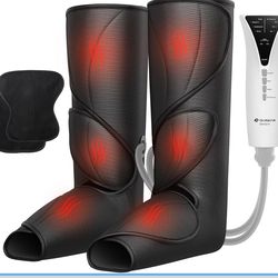QUINEAR Leg Massager with Heat and Air Compression,Foot and Calf Massager for Circulation and Pain,Compression Boots with 3modes and 3 Intensities,Gif