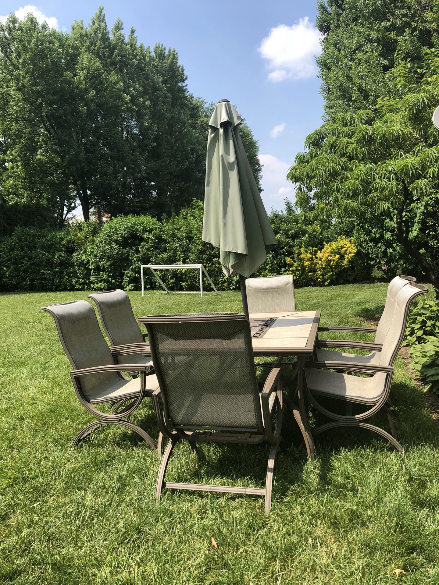 Patio set and 6 chairs