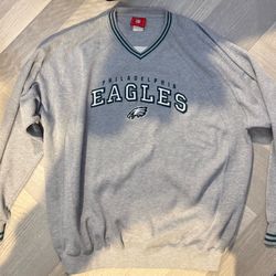 Vintage NFL Philadelphia Eagles Embroidered Grey Sweatshirt Men’s Size L