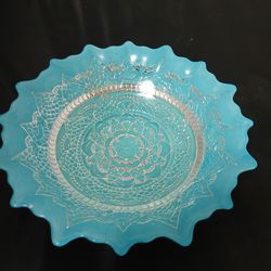 EFE Blue Silver Aquamarine Stunning Glass ART $20