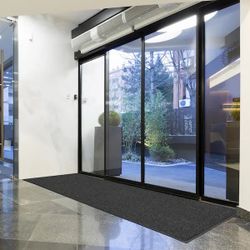 Ribbed Charocal 3 ft. x 10 ft. Non-Slip Indoor Outdoor Commercial Floor Mat