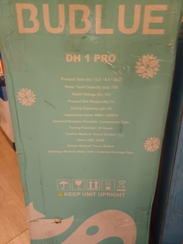 Bublue DH1 Pro Dehumidifier NEW 4500Sq/ft