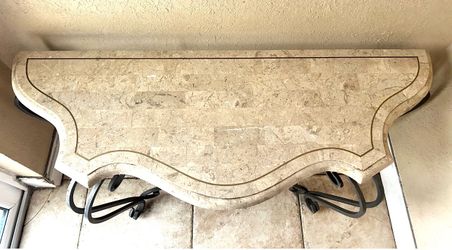 Wrought iron and Faux marble console