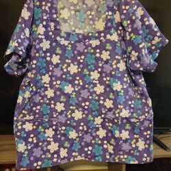 Printed Scrub Top 