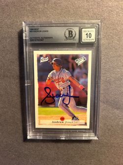 1995 Best # 50 Andruw Jones Rookie Card w/ on card auto