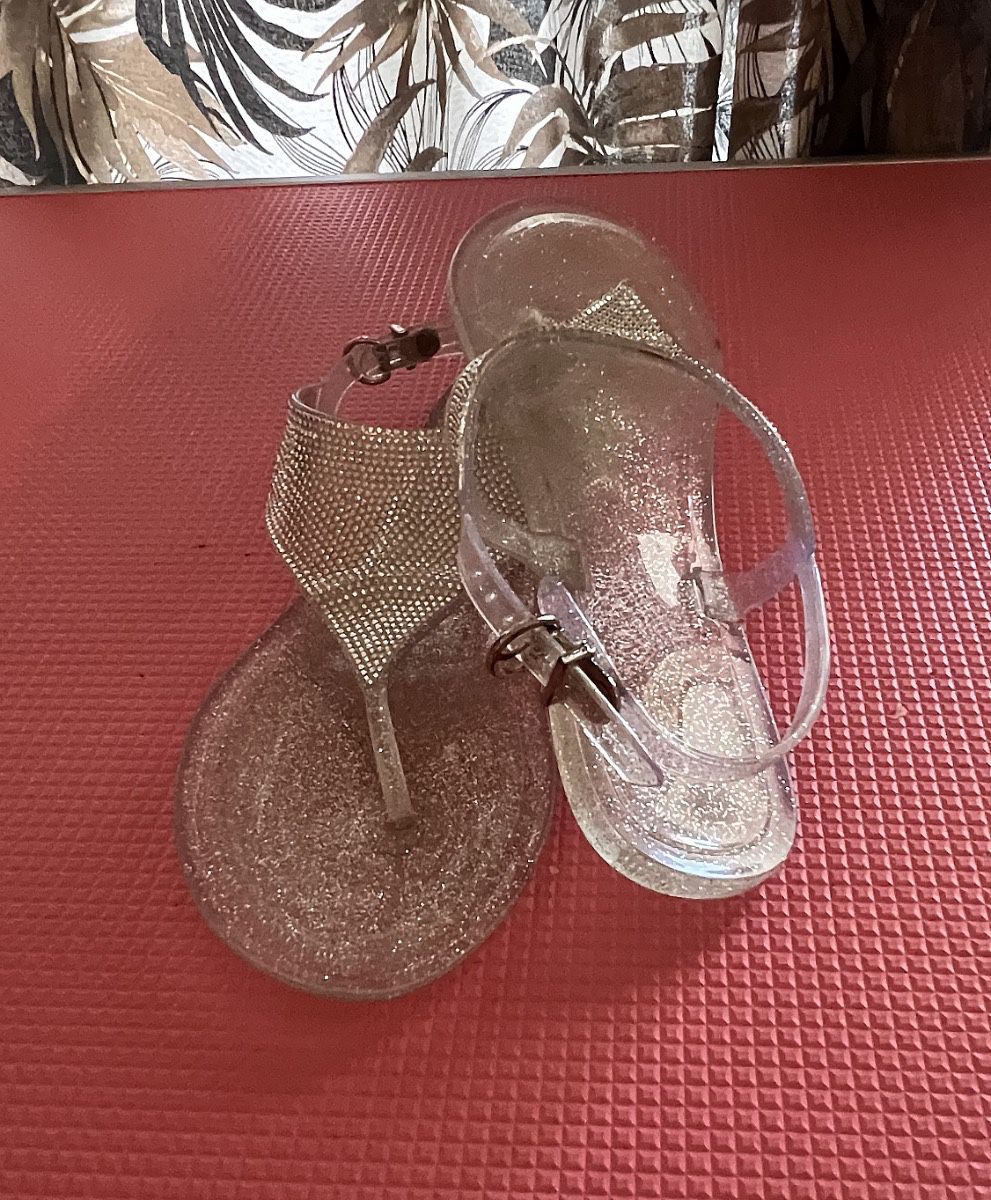 Silver Glass Diamond Look Sandals