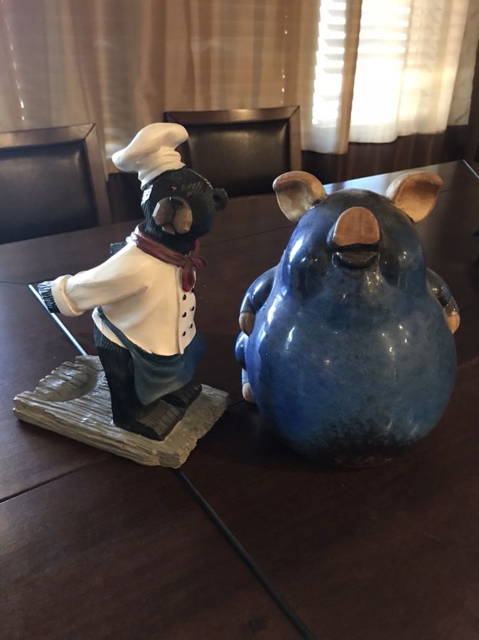 Bear Wine Bottle Holder or Cute Large Blue Decor Pig