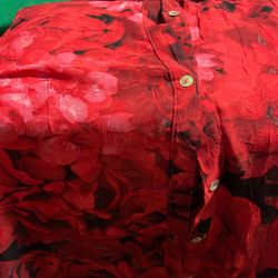 Long Sleeve Blouse Red With Black