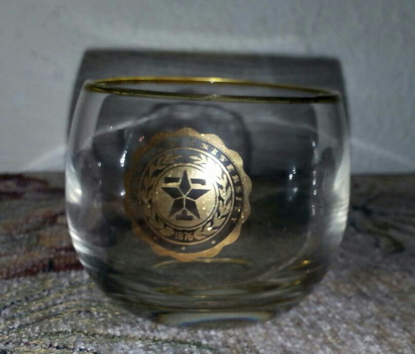 VINTAGE Texas A&M 1876 anniversary memorabilia small cup with 24k golden writings