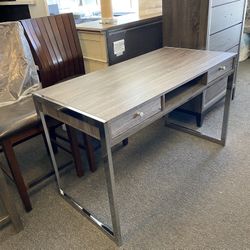 Modern Grey Desk On Clearance $175.  New In Box. 2 Left  Dual Drawers Ready For delivery Or Pickup 