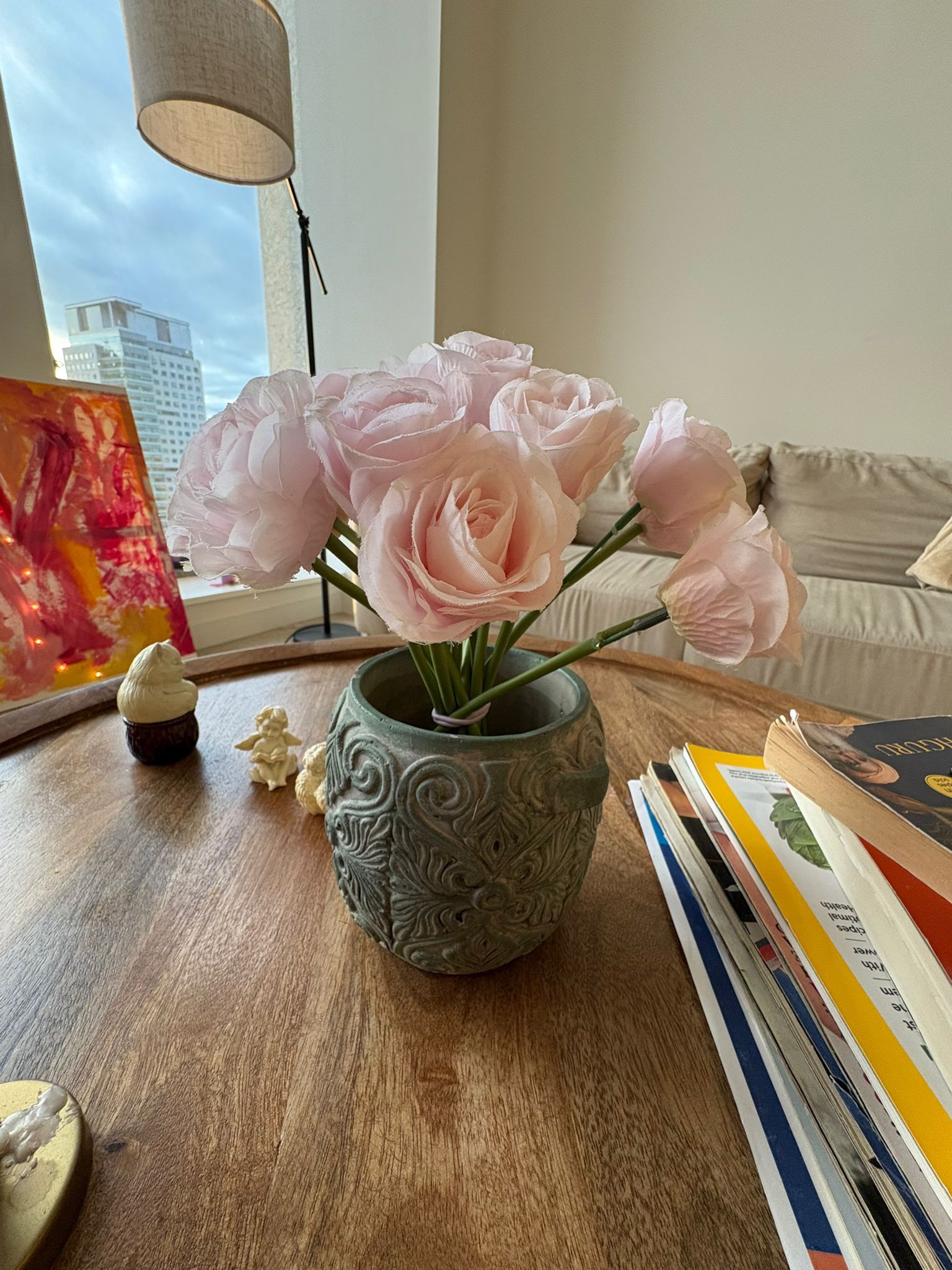 Vases with faux Flowers 