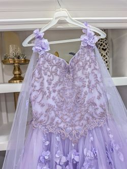 Purple flower lace corset long dress