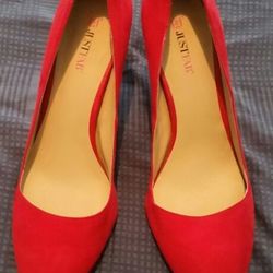 Red sued shoes