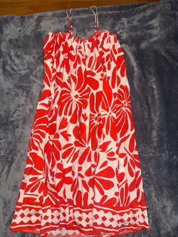 Red and White Floral Spaghetti Strap Dress