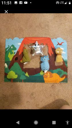 Cardboard finger puppet theater w finger puppets included & gown to make puppets book