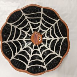 Halloween Ceramic Bowl - Spider Webs - New